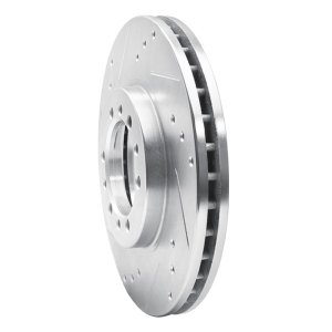 Mitsubishi Montero Brake Rotor (1) - Front Left - R1 Concepts - Drilled & Slotted - Silver - `94-`00